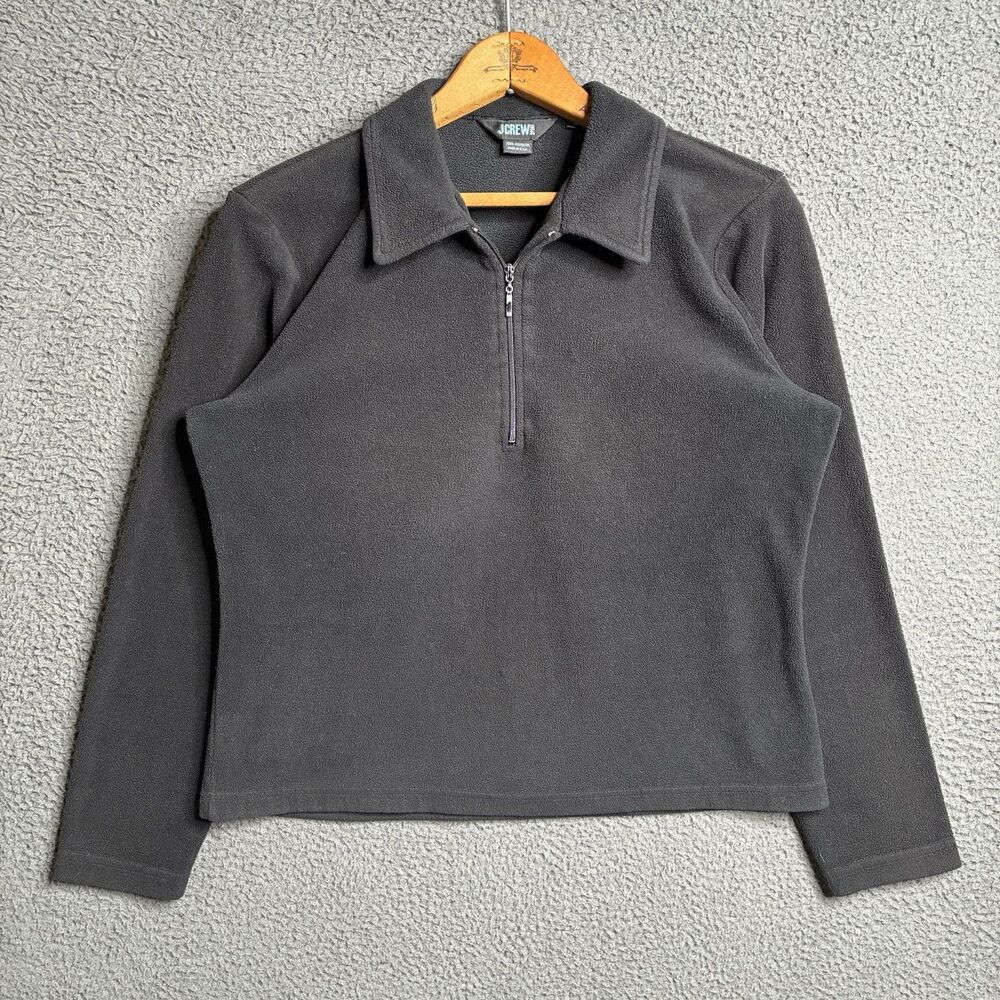 Vintage 90s J Crew Pullover Womens Medium 1/4 Zip Fleece Sweater Made In USA